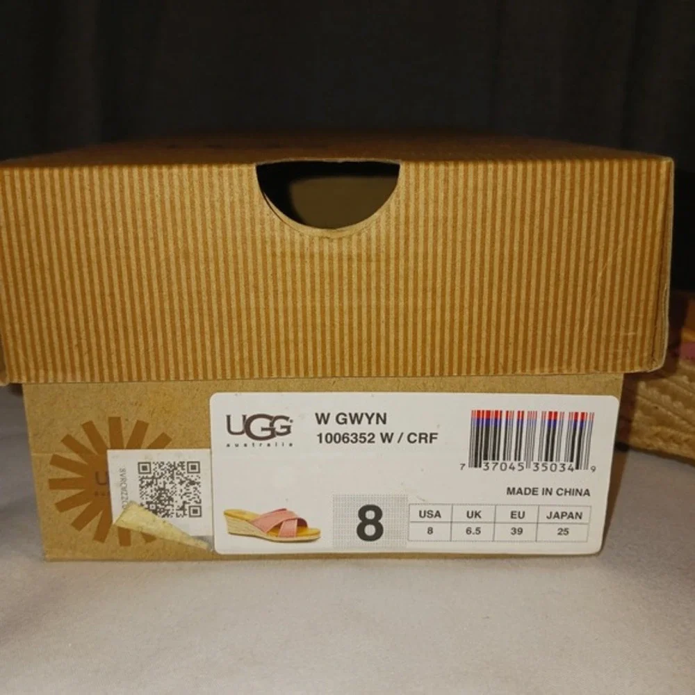 UGG Gwyn‎ Coral Reef Pink Espadrille Wedge Sandals Womens 8